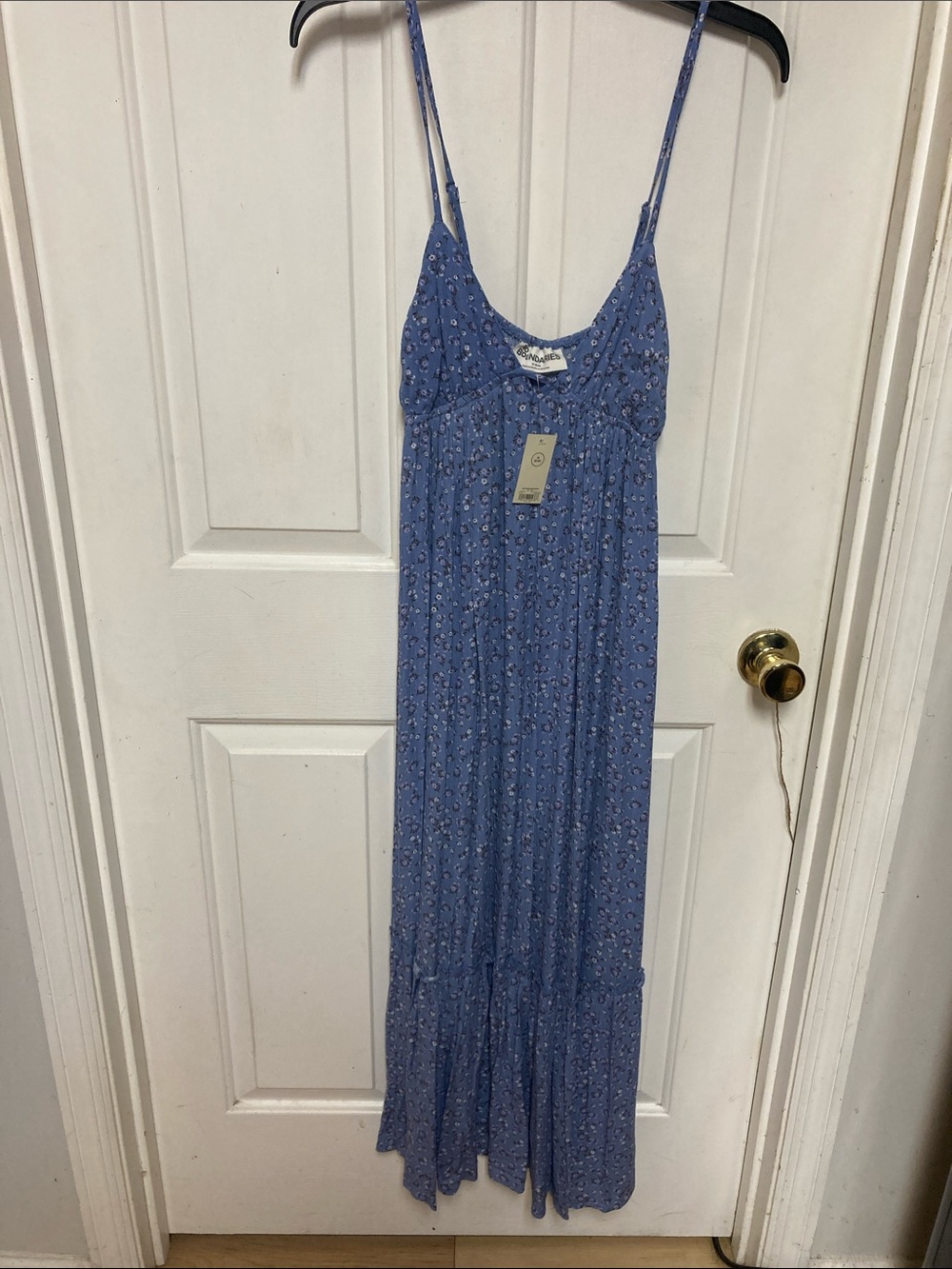 No Boundaries Dusty Blue Floral Maxi Dress with Spaghetti Straps